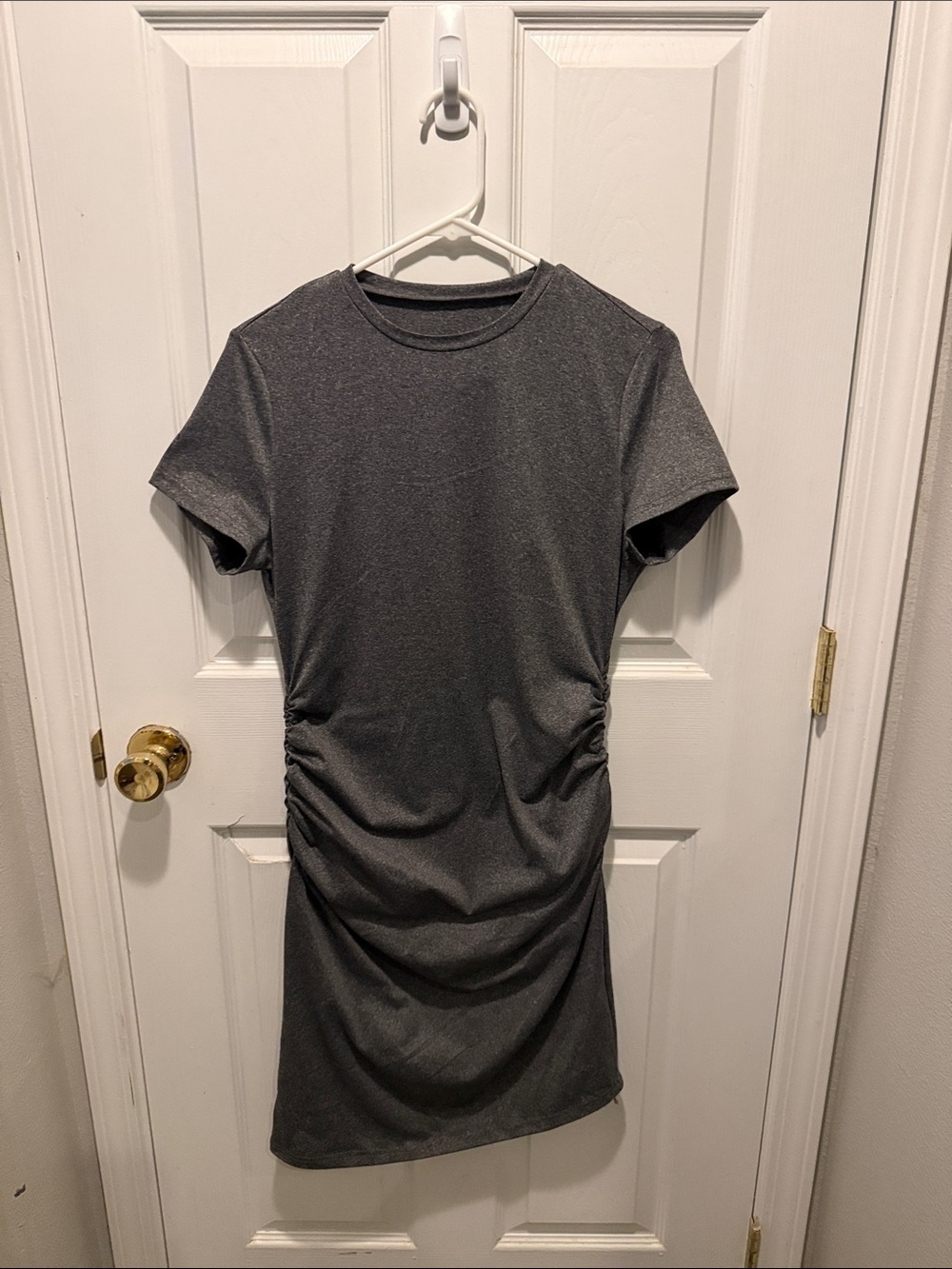 SHEIN Charcoal Ruched Side T-Shirt Dress